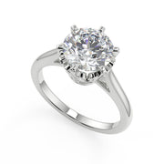 Hannah 6 Claw Crown Solitaire Round Cut Diamond Engagement Ring - Nivetta